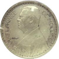 obverse of 20 Francs - Louis II (1947) coin with KM# 124 from Monaco. Inscription: LOUIS II PRINCE DE MONACO P. TURIN