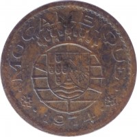 Mozambique coin 20 Centavos (1973 - 1974) obverse obverse of 20 Centavos (1973 - 1974) coin with KM# 88 from Mozambique. Inscription: MOÇAMBIQUE 1974