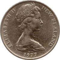 New Zealand coin 20 Cents - Elizabeth II - 2'nd Portrait (1967 - 1985) obverse obverse of 20 Cents - Elizabeth II - 2'nd Portrait (1967 - 1985) coin with KM# 36 from New Zealand. Inscription: ELIZABETH II NEW ZEALAND 1982