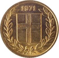 Iceland coin 50 Aurar (1969 - 1974) obverse obverse of 50 Aurar (1969 - 1974) coin with KM# 17 from Iceland. Inscription: 1974