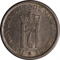 Norway coin 1 Krone - Haakon VII (1951 - 1957) obverse obverse of 1 Krone - Haakon VII (1951 - 1957) coin with KM# 397 from Norway. Inscription: HAAKON DEN SJUENDE NORGES KONGE