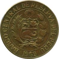 Peru coin 1/2 Sol de Oro - Large Coat of Arms (1966 - 1973) obverse obverse of 1/2 Sol de Oro - Large Coat of Arms (1966 - 1973) coin with KM# 247 from Peru. Inscription: BANCO CENTRAL DE RESERVA DEL PERU 1969