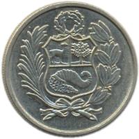 Peru coin 100 Soles de Oro (1980 - 1982) obverse obverse of 100 Soles de Oro (1980 - 1982) coin with KM# 283 from Peru.