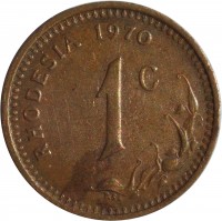 Rhodesia coin 1 Cent (1970 - 1977) reverse reverse of 1 Cent (1970 - 1977) coin with KM# 10 from Rhodesia. Inscription: RHODESIA 1970 1c