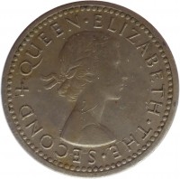 Rhodesia and Nyasaland coin 3 Pence - Elizabeth II - 1'st Portrait (1955 - 1964) obverse obverse of 3 Pence - Elizabeth II - 1'st Portrait (1955 - 1964) coin with KM# 3 from Rhodesia and Nyasaland. Inscription: + QUEEN · ELIZABETH · THE · SECOND