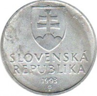 Slovakia coin 50 Halierov (1993 - 1995) obverse obverse of 50 Halierov (1993 - 1995) coin with KM# 15 from Slovakia. Inscription: SLOVENSKÁ REPUBLIKA 1993 Z