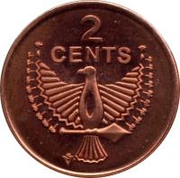 reverse of 2 Cents - Elizabeth II - 3'rd Portrait; Magnetic (1987 - 2006) coin with KM# 25 from Solomon Islands. Inscription: 2 CENTS