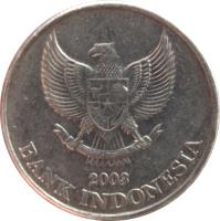 Indonesia coin 500 Rupiah (2003 - 2008) obverse obverse of 500 Rupiah (2003 - 2008) coin with KM# 67 from Indonesia. Inscription: BHINNEKA TUNGGAL IKA BANK INDONESIA 2003