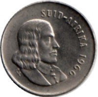 South Africa coin 5 Cents - SUID-AFRIKA (1965 - 1969) obverse obverse of 5 Cents - SUID-AFRIKA (1965 - 1969) coin with KM# 67.2 from South Africa. Inscription: SUID-AFRIKA 1966 T.S.
