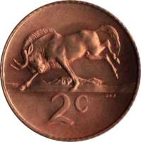 South Africa coin 2 Cents - SUID-AFRIKA (1965 - 1969) reverse reverse of 2 Cents - SUID-AFRIKA (1965 - 1969) coin with KM# 66.2 from South Africa. Inscription: 2c JVZ