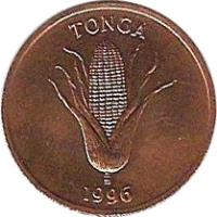 obverse of 1 Seniti - Taufa'ahau Tupou IV - FAO (1981 - 2006) coin with KM# 66 from Tonga. Inscription: TONGA 1996