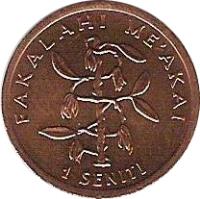 reverse of 1 Seniti - Taufa'ahau Tupou IV - FAO (1981 - 2006) coin with KM# 66 from Tonga. Inscription: FAKALAHI ME'AKAI 1 SENITI