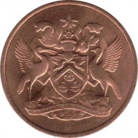 obverse of 5 Cents - Elizabeth II (1966 - 1972) coin with KM# 2 from Trinidad and Tobago.