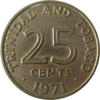 Trinidad and Tobago coin 25 Cents - Elizabeth II (1966 - 1972) reverse reverse of 25 Cents - Elizabeth II (1966 - 1972) coin with KM# 4 from Trinidad and Tobago.