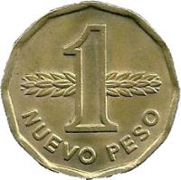 Uruguay coin 1 Nuevo Peso (1976 - 1978) reverse reverse of 1 Nuevo Peso (1976 - 1978) coin with KM# 69 from Uruguay. Inscription: 1 NUEVO PESO