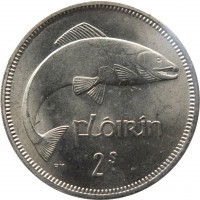 reverse of 1 Florin (1951 - 1969) coin with KM# 15a from Ireland. Inscription: fLóirin PM 2s