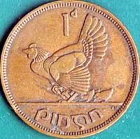 reverse of 1 Pingin (1940 - 1968) coin with KM# 11 from Ireland. Inscription: 1d Pingin PM