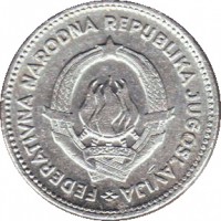 obverse of 50 Para (1953) coin with KM# 29 from Yugoslavia. Inscription: FEDERATIVNA NARODNA REPUBLIKA JUGOSLAVIJA 29 · XI · 1943