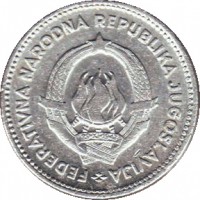 Yugoslavia coin 50 Para (1953) obverse obverse of 50 Para (1953) coin with KM# 29 from Yugoslavia. Inscription: FEDERATIVNA NARODNA REPUBLIKA JUGOSLAVIJA 29 · XI · 1943