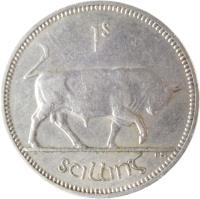 reverse of 1 Shilling (1951 - 1968) coin with KM# 14a from Ireland. Inscription: 1s scilling