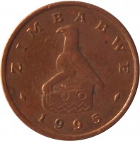 Zimbabwe coin 1 Cent (1989 - 1999) obverse obverse of 1 Cent (1989 - 1999) coin with KM# 1a from Zimbabwe. Inscription: ZIMBABWE 1995