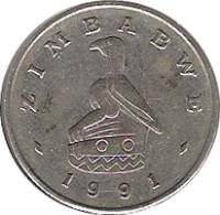 obverse of 5 Cents (1980 - 1999) coin with KM# 2 from Zimbabwe. Inscription: ZIMBABWE 1983