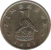 Zimbabwe coin 2 Dollars (1997) obverse obverse of 2 Dollars (1997) coin with KM# 12 from Zimbabwe. Inscription: ZIMBABWE 1997