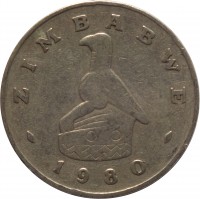 Zimbabwe coin 50 Cents (1980 - 1997) obverse obverse of 50 Cents (1980 - 1997) coin with KM# 5 from Zimbabwe. Inscription: ZIMBABWE 1980