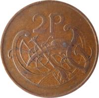 Ireland coin 2 Pingin (1971 - 1988) reverse reverse of 2 Pingin (1971 - 1988) coin with KM# 21 from Ireland. Inscription: 2P