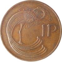 reverse of 1 Pingin (1971 - 1988) coin with KM# 20 from Ireland. Inscription: 1P