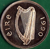 Ireland coin 1 Punt (1990 - 2000) obverse obverse of 1 Punt (1990 - 2000) coin with KM# 27 from Ireland. Inscription: éIRe 1990