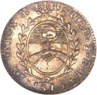 obverse of 1/2 Sol (1815) coin with KM# 10 from Argentina.