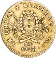 Argentina coin 2 Escudos (1824 - 1826) obverse obverse of 2 Escudos (1824 - 1826) coin with KM# 19 from Argentina. Inscription: 1826