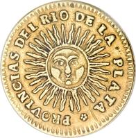 reverse of 2 Escudos (1824 - 1826) coin with KM# 19 from Argentina.