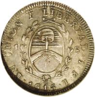 reverse of 1 Sol (1815) coin with KM# 11 from Argentina.