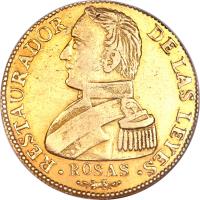 reverse of 8 Escudos (1842) coin with KM# 14 from Argentine provinces.