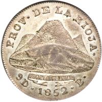 reverse of 4 Reales (1852) coin with KM# 21 from Argentine provinces.