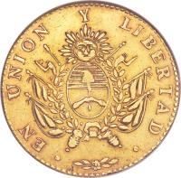 Argentine provinces coin 8 Escudos (1840) obverse obverse of 8 Escudos (1840) coin with KM# 11 from Argentine provinces.