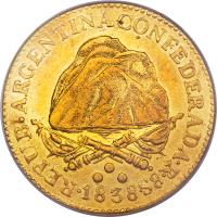Argentine provinces coin 8 Escudos (1838 - 1840) reverse reverse of 8 Escudos (1838 - 1840) coin with KM# 9 from Argentine provinces. Inscription: 1838