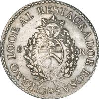 obverse of 8 Reales (1838 - 1840) coin with KM# 8 from Argentine provinces.