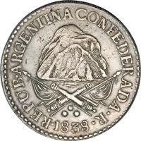 reverse of 8 Reales (1838 - 1840) coin with KM# 8 from Argentine provinces.