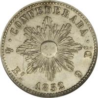 Argentine provinces coin 4 Reales (1852) obverse obverse of 4 Reales (1852) coin with KM# 31 from Argentine provinces.
