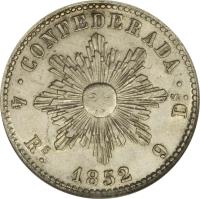 obverse of 4 Reales (1852) coin with KM# 31 from Argentine provinces.