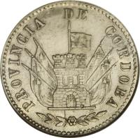 reverse of 4 Reales (1852) coin with KM# 31 from Argentine provinces.