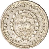 obverse of 1/2 Real (1867) coin with KM# 1 from Argentine provinces.