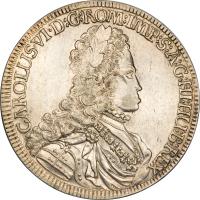 obverse of 1 Speciestaler - Karl VI - Hall mint (1714 - 1718) coin with KM# 1570 from Austria.