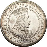 obverse of 2 Speciestaler - Ferdinand Karl - Hall mint (1654) coin with KM# 985 from Austria.