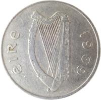 Ireland coin 10 Pingin - Larger (1969 - 1986) obverse obverse of 10 Pingin - Larger (1969 - 1986) coin with KM# 23 from Ireland. Inscription: éIRe 1969