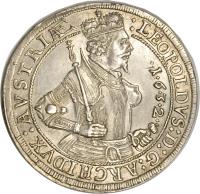 Austria coin 1 Speciestaler - Leopold - Hall mint (1626 - 1632) obverse obverse of 1 Speciestaler - Leopold - Hall mint (1626 - 1632) coin with KM# 629 from Austria.