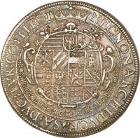 reverse of 2 Speciestaler - Rudolf II - Hall mint (1604) coin with KM# 57 from Austria.